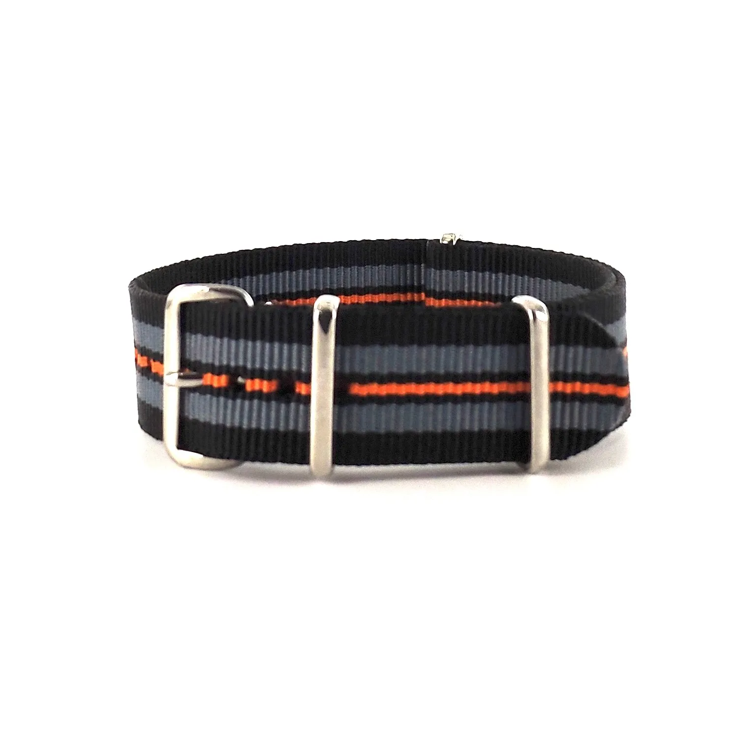 BRACELET NATO NOIR GRIS ORANGE - NATO NYLON