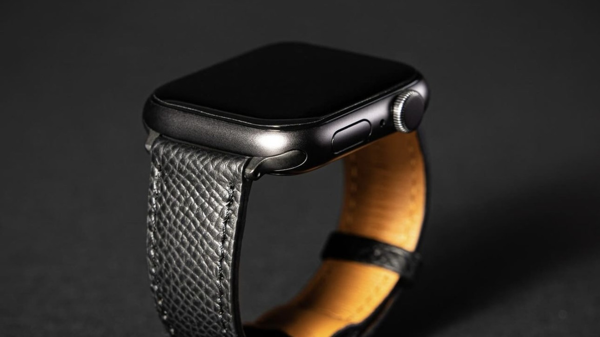 Bracelet Montre Veau Graine Noir Apple Watch Noir