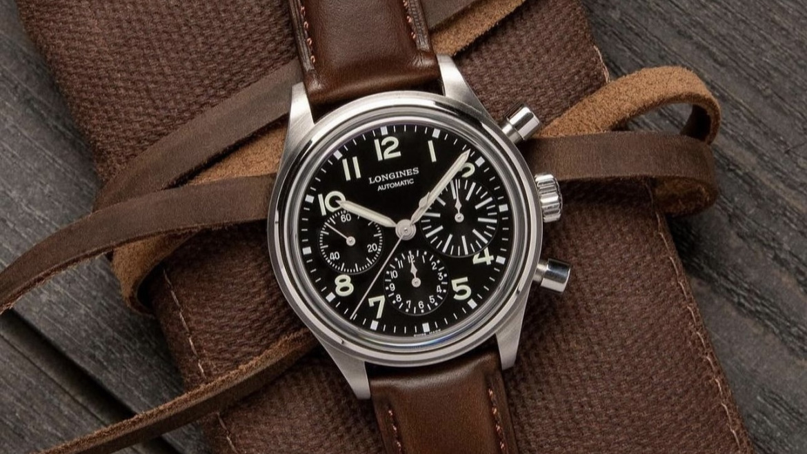 Bracelet Veau Bombe Marron Longines Chronographe